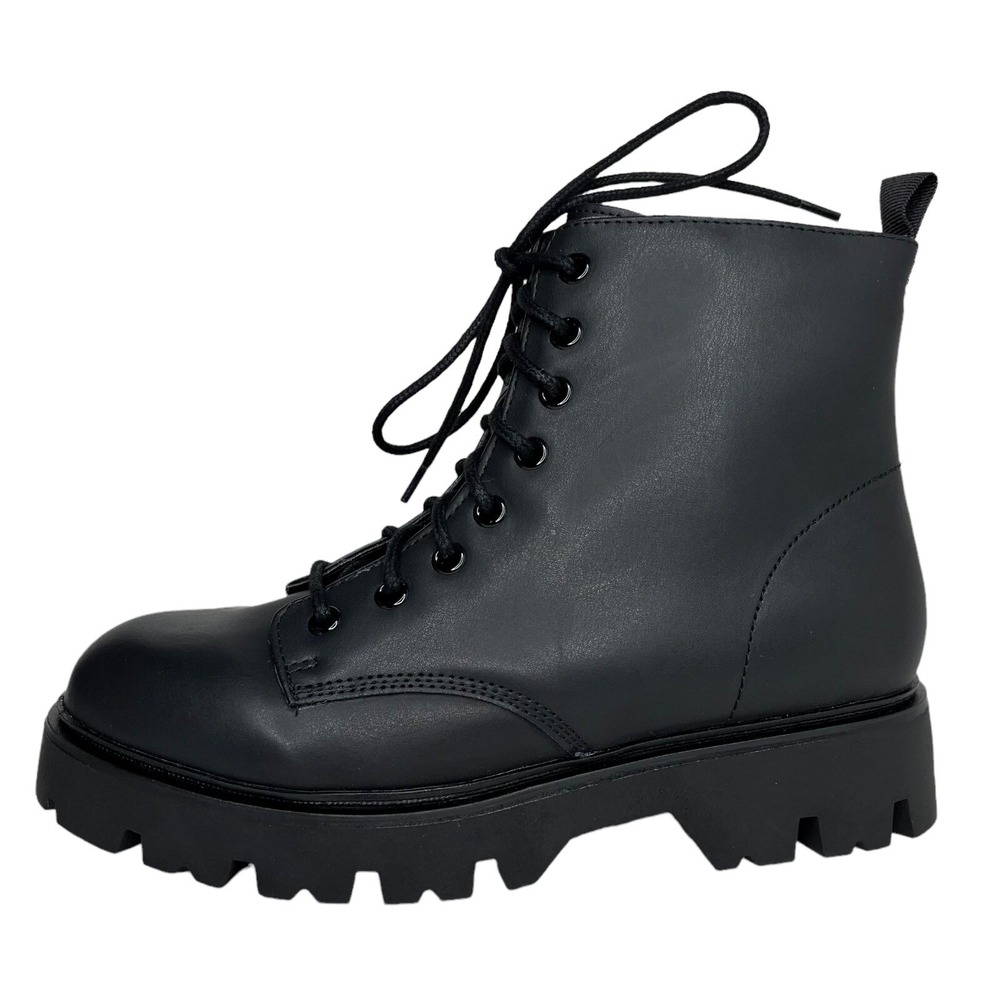 Madden Girl Stantton Women's Mid Calf Combat Hiking Boots Size 9 Black Lace Up